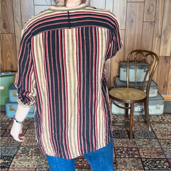 Lauren by Ralph Lauren Silk Linen Blend Button Down Women's Multicolor Stripe - Picture 7 of 9